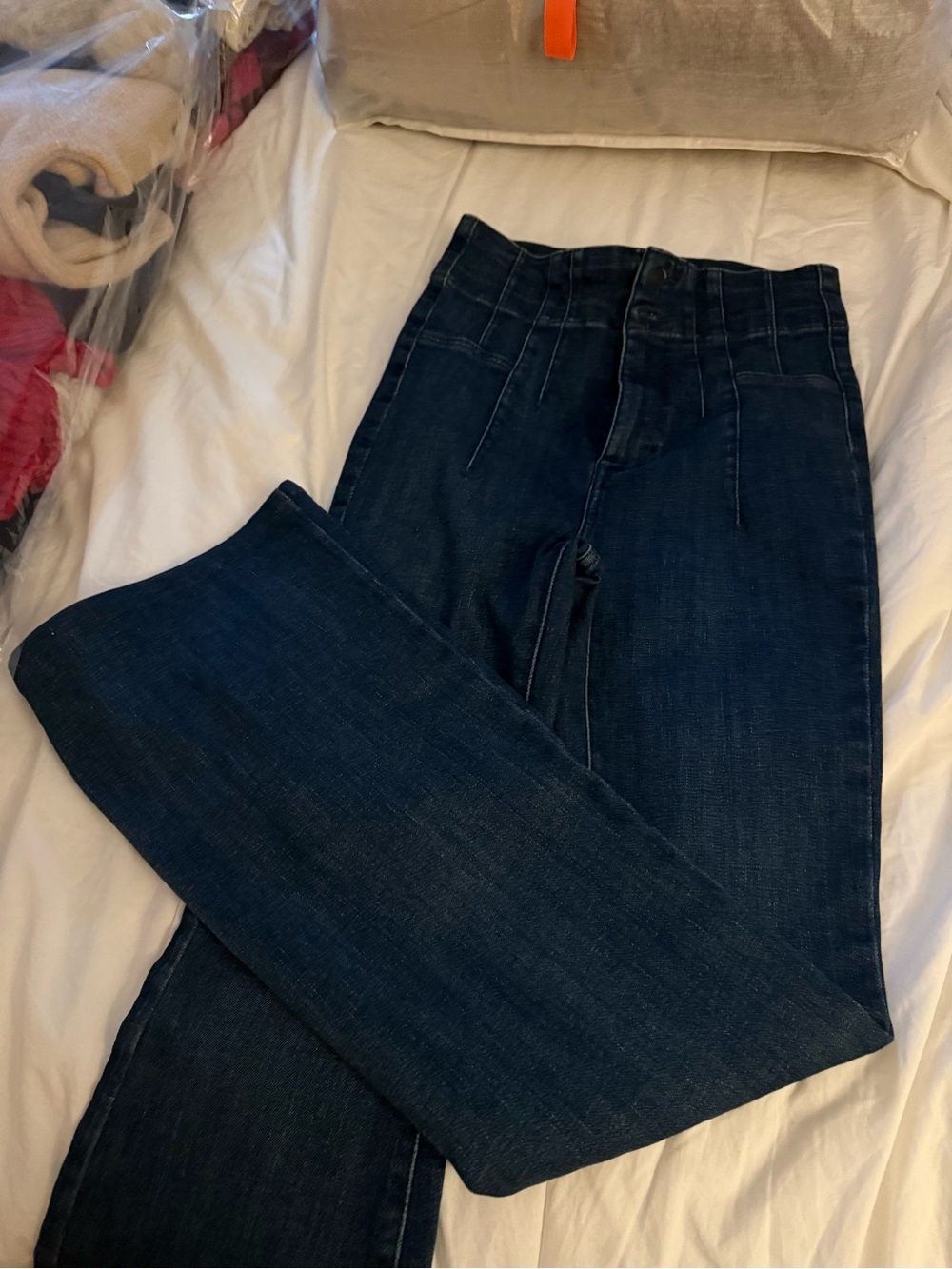 We The Free High-Rise Dark Blue Wide Leg Jeans